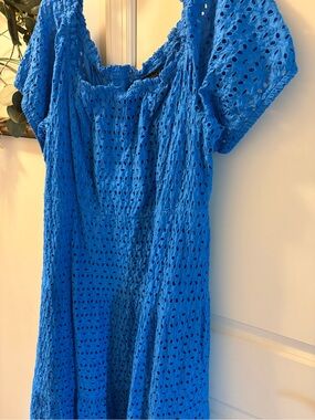 Lane Bryant Bright Blue Eyelet Maxi Dress